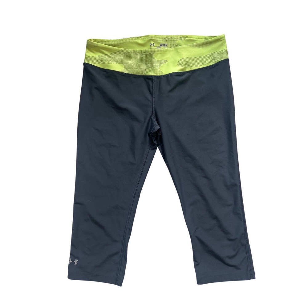 Under Armour Grey/Neon‎ Capri Length Leggings Womens Medium HeatGear